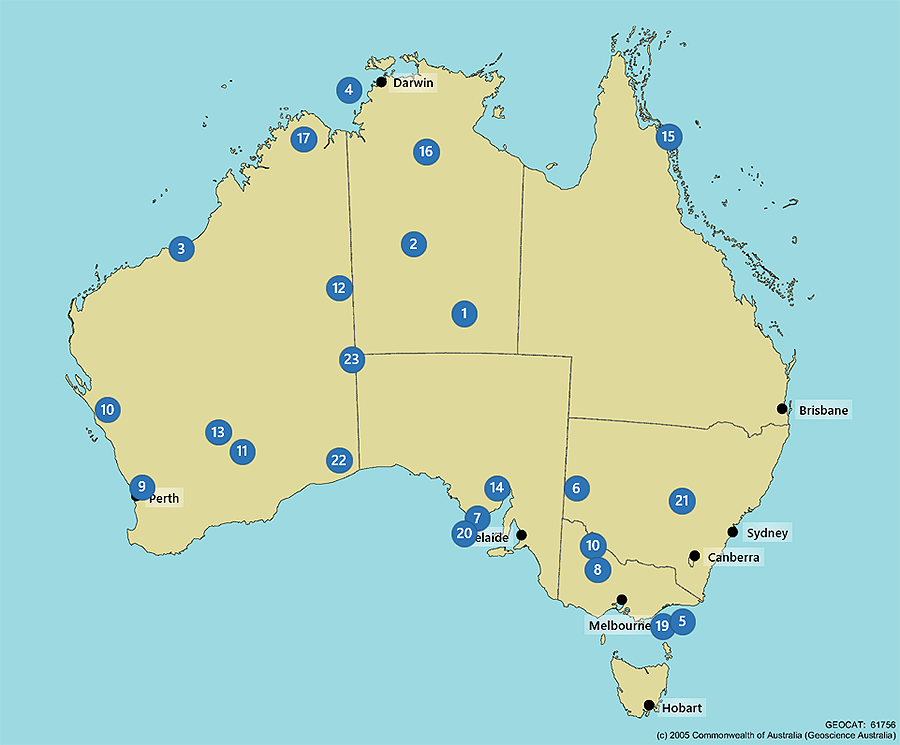 Map of Australia showing location of Major Projects